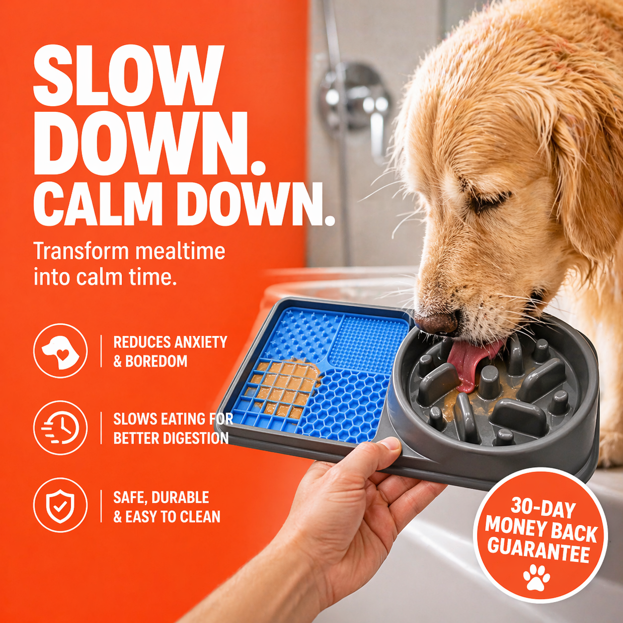 EzyLick Slow Feeder & Lick Mat – Calm Feeding, No More Fast Eating