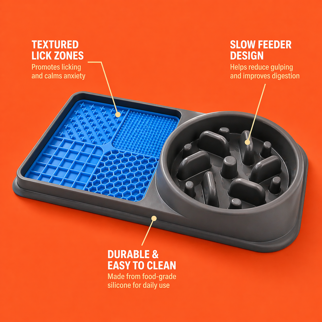 EzyLick Slow Feeder & Lick Mat – Calm Feeding, No More Fast Eating
