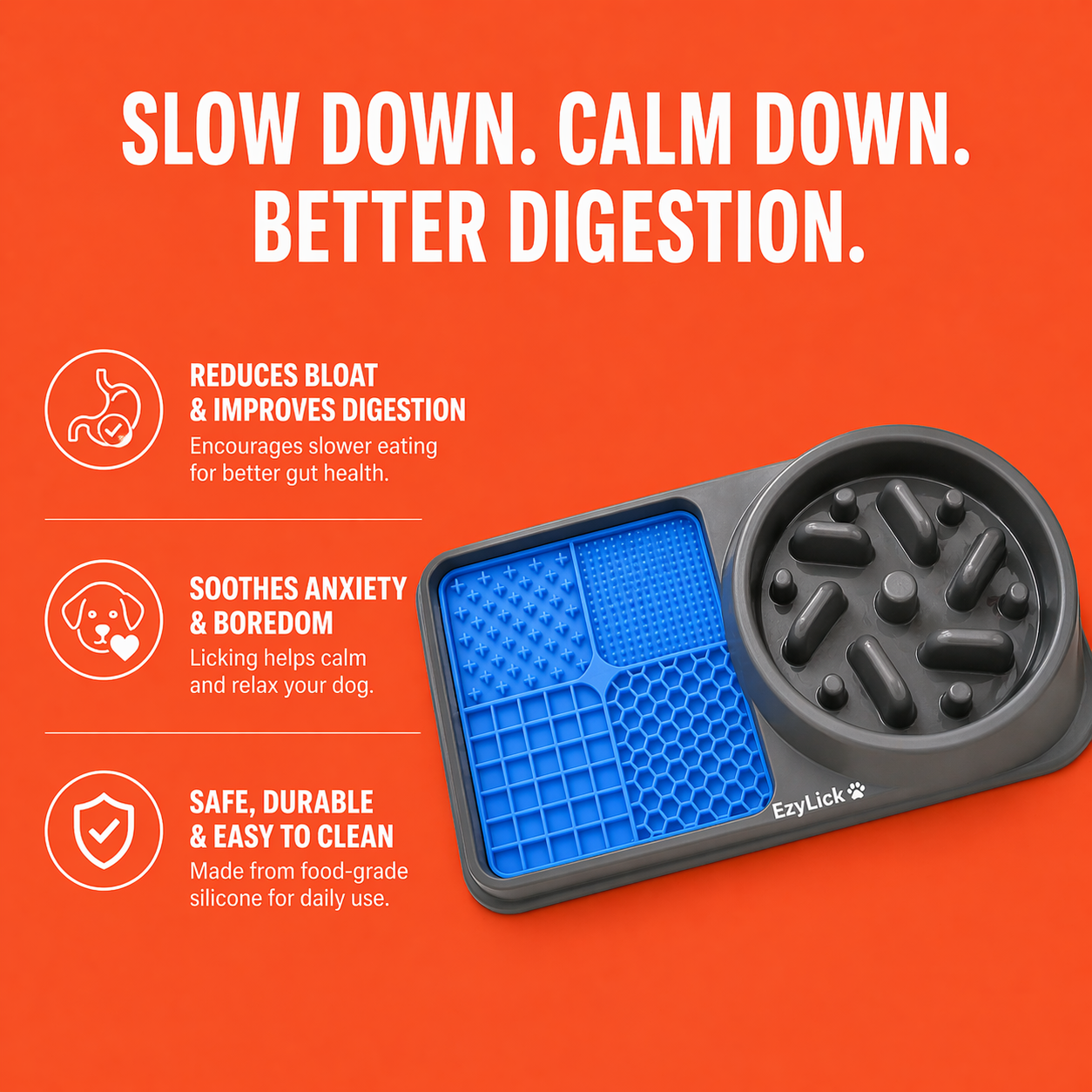 EzyLick Slow Feeder & Lick Mat – Calm Feeding, No More Fast Eating